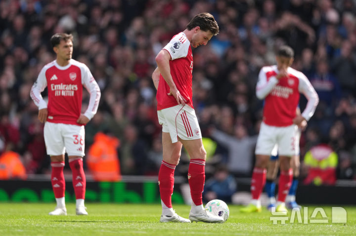 [런던=AP/뉴시스] 잉글랜드 프로축구 프리미어리그(EPL) 아스널의 데클란 라이스. 2026.04.11.