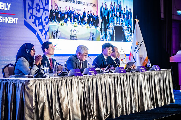 [서울=뉴시스] 세계태권도연맹(WT)이 11일(현지 시간) 우즈베키스탄 타슈켄트 인터콘티넨탈호텔 컨벤션홀에서 2026 정기 총회를 개최했다. (사진=세계태권도연맹 제공) 2026.04.12. *재판매 및 DB 금지