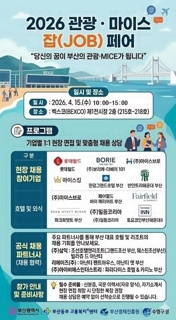 [부산=뉴시스] 관광·마이스 분야 잡페어. (사진=부산경제진흥원 제공) 2026.04.13. photo@newsis.com *재판매 및 DB 금지