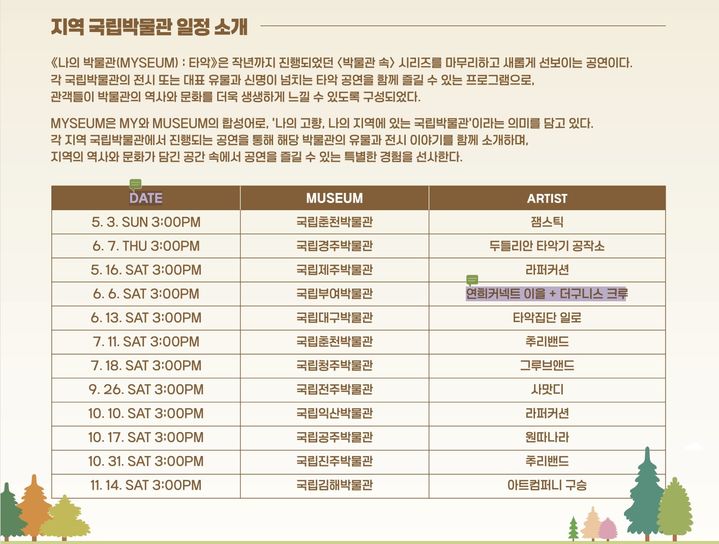 [서울=뉴시스] 지역 국립박물관 박물관문화향연&nbsp; 일정 (사진=국립중앙박물관 제공) 2026.04.13. phpoto@newsis.com *재판매 및 DB 금지