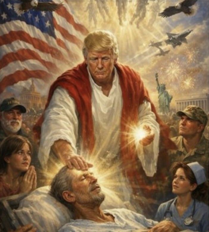 [서울=뉴시스] 도널드 트럼프 미국 대통령이 12일 자신의 SNS 트루스소셜에 올렸다 하루도 안돼 내린 인공지능(AI) 합성 예수 사진.(출처: 트루스소셜) 2026.04.14.&nbsp; *재판매 및 DB 금지