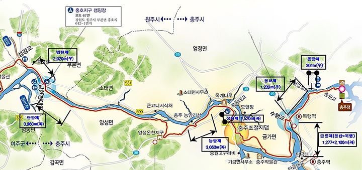 [원주=뉴시스] 지역 국가하천 자전거길 노선도(L=16.3㎞). (사진=원주지방환경청제공) 2026.04.14 photo@newsis.com *재판매 및 DB 금지