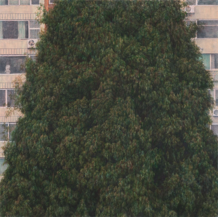 이현호, 〈붉은 나무〉, 2014, 한지에 채색, 120×120cm, 서울시립미술관 소장 *재판매 및 DB 금지