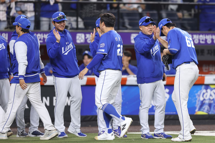 삼성 라이온즈 선수단 경기 후 모습(사진=삼성 제공)