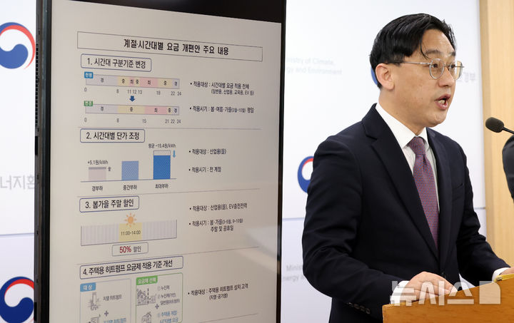 정부세종청사에서 계절·시간대별 전기요금 개편안을 발표하는 모습