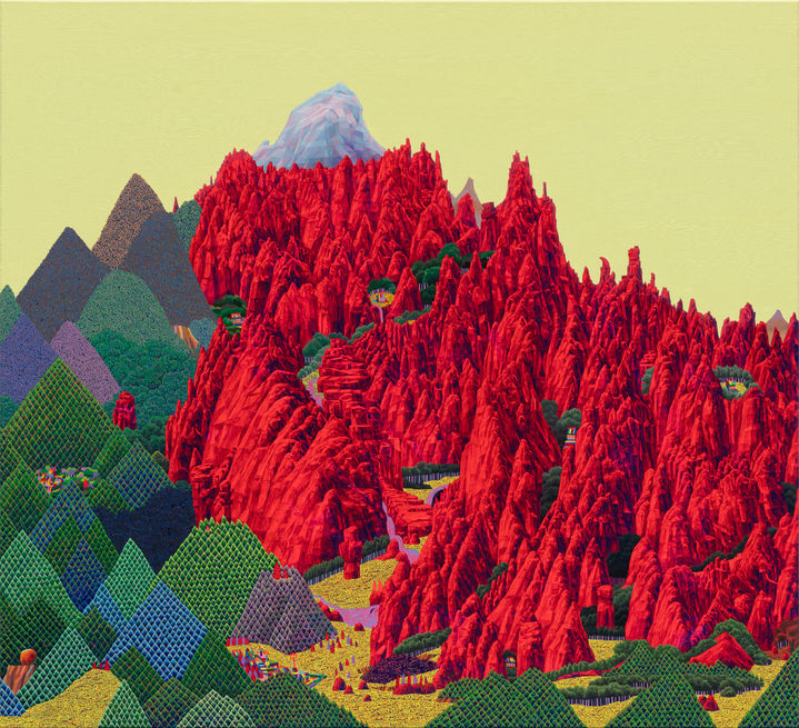 안두진, (뾰족)-(겸재), 102x112.1cm, Acrylic, oil on canvas, 2026 *재판매 및 DB 금지