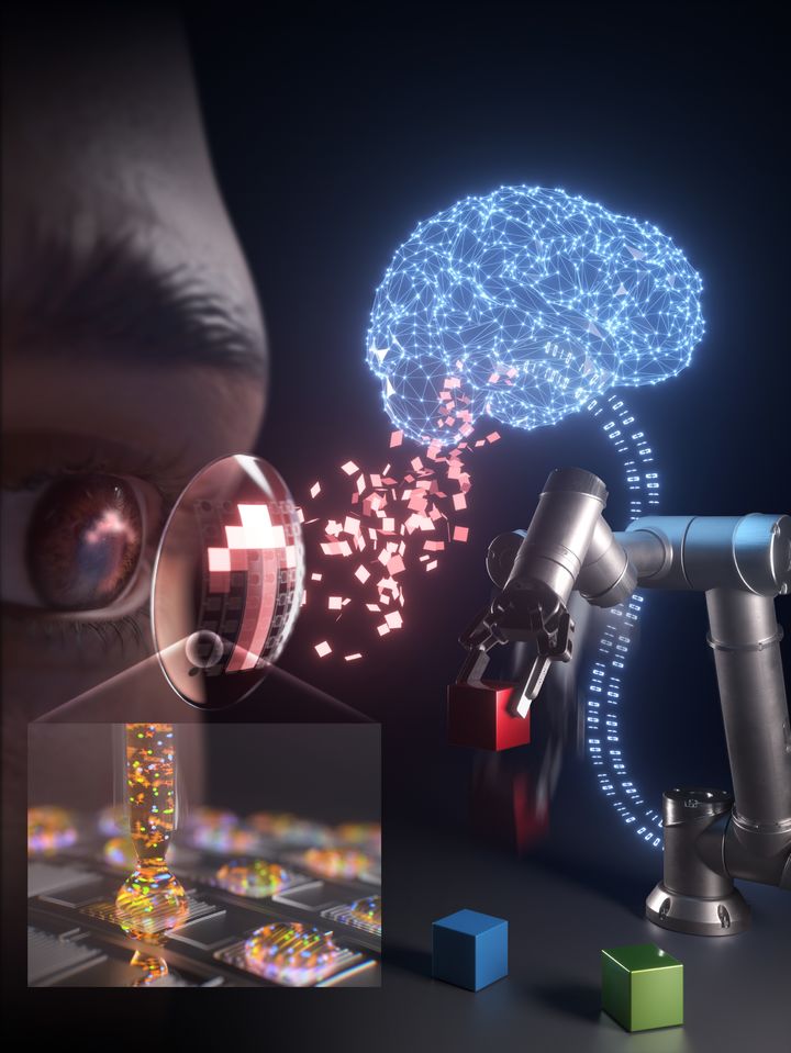 [울산=뉴시스] 눈동자의 움직임으로 로봇을 제어하는 콘택트렌즈 개념도. (사진=UNIST 제공) photo@newsis.com *재판매 및 DB 금지