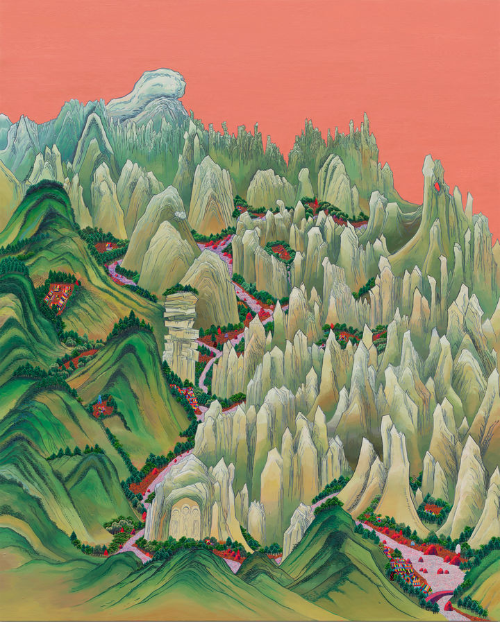 안두진, (콸콸!)-(뾰족한 겸재)-( ), 162.3x130.4cm, Acrylic, Oil on canvas, 2026 *재판매 및 DB 금지