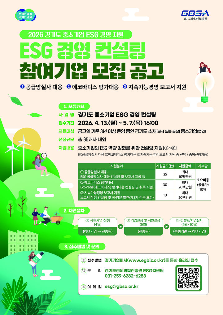 경과원, 'ESG 컨설팅 지원' 65개사 모집