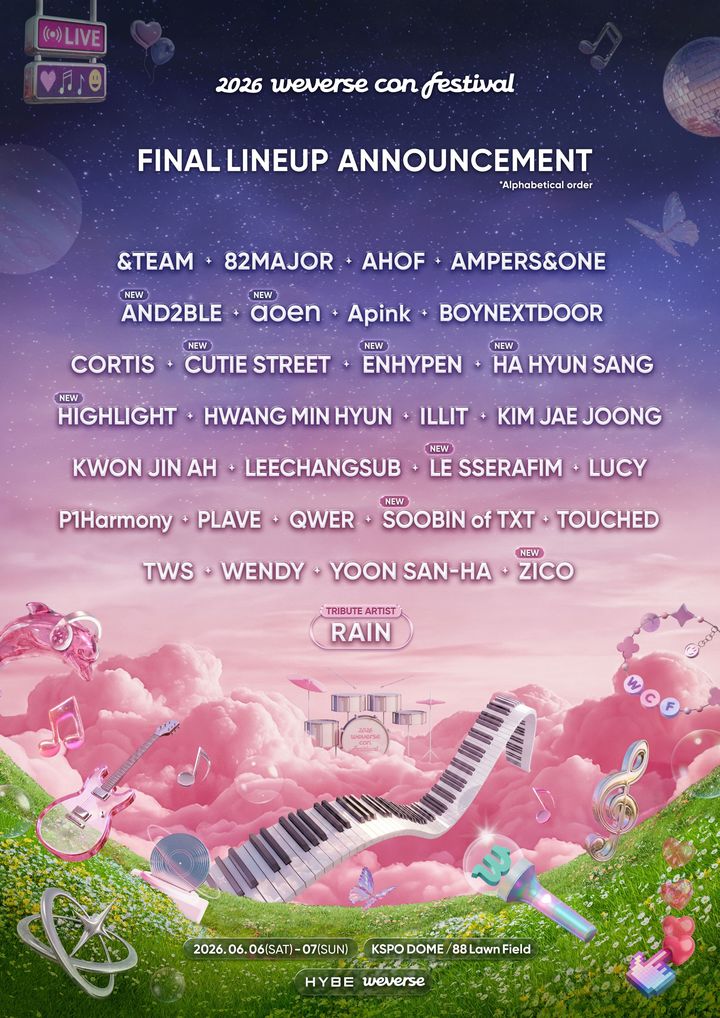 [서울=뉴시스] '위버스콘 페스티벌' 최종 라인업 포스터. (사진 = 하이브 제공) 2026.04.15 photo@newsis.com *재판매 및 DB 금지