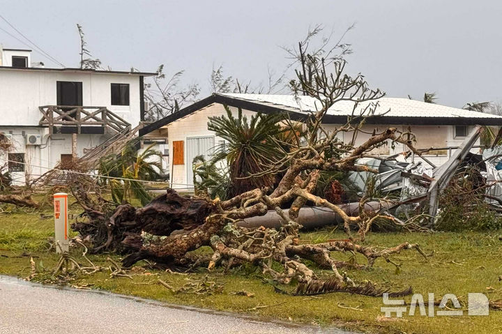 [AP/뉴시스] 남서태평양의 북 마리아나 섬 주민이 제공한 사진으로 16일 슈퍼 태풍 신라쿠아가 지나간 자리 