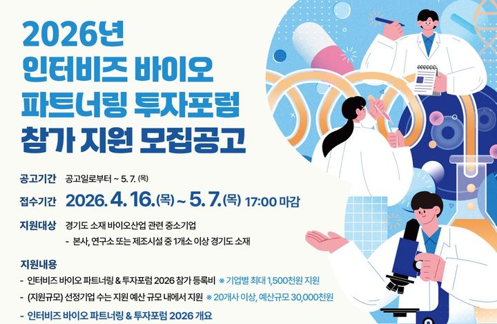 경기도, '인터비즈 바이오 파트너링 투자포럼' 참가 모집