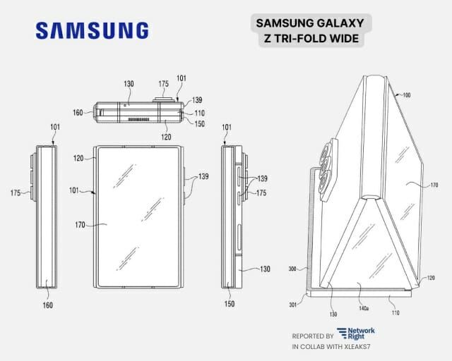 IT팁스터(정보유출자)들은 최근 삼성전자가 미국 특허청(USTPO)에 기존 트라이폴드 모델보다 가로 폭이 대폭 확장된 새로운 형태의 폴더블 기기 특허를 출원했다고 주장했다. (사진=IT팁스터 xeaks7 X 캡처) *재판매 및 DB 금지