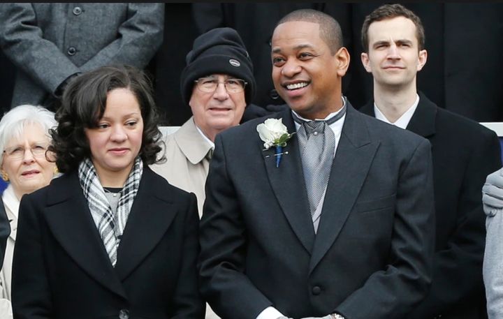 [AP/뉴시스] 저스틴 페어팩스(47) 버지니아주 전 부지사와 아내 세리나 완저 페어팩스.2026.04.17.&nbsp; *재판매 및 DB 금지