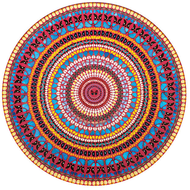 데이미언 허스트, butterflies and household gloss on canvas, diameter 213.4cm, 2019, 추정가 7억~13억 원 *재판매 및 DB 금지