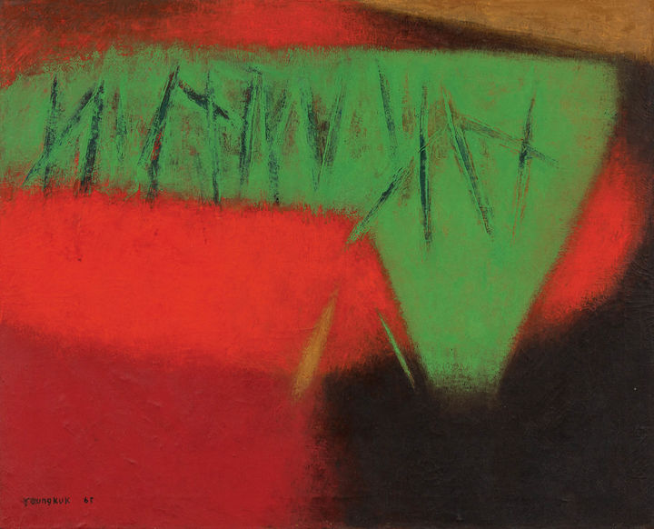 유영국,Work, oil on canvas, 65.1×80.3cm,1965. 시작가 5억원. *재판매 및 DB 금지