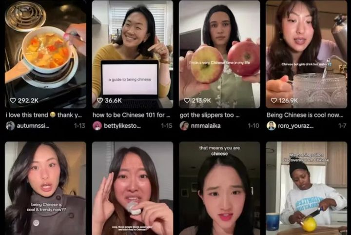 [서울=뉴시스]전 세계 Z세대들 사이에 중국 스타일을 받아들이는 차이나맥싱(chinamaxxing) 현상이 확산하고 있다. 사진은 틱톡에 오른 차이나맥싱 사례들 모음. (출처=아시아 타임스) 2026.4.17. *재판매 및 DB 금지