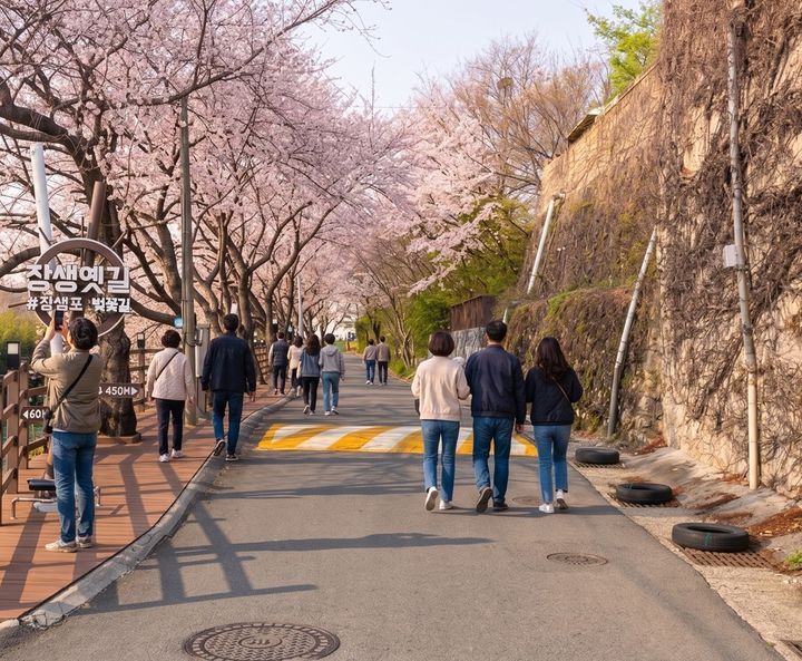 [울산=뉴시스] 울산지역 벚꽃 명소 중 한 곳인 남구 장생옛길. (사진=울산 남구 제공) 2026.04.17. photo@newsis.com *재판매 및 DB 금지