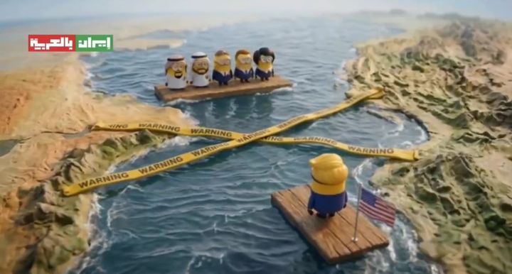 [서울=뉴시스] 이란 정부 아랍어권 미디어 계정이 도널드 트럼프 대통령을 미니언에 빗댄 풍자 영상을 업로드했다. (사진=X @iraninarabic_ir) *재판매 및 DB 금지