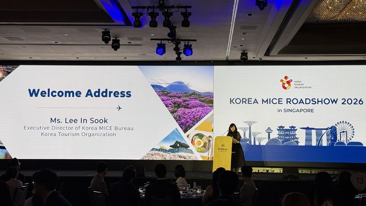 이인숙 코리아MICE뷰로실장이 '한국 MICE 로드쇼'에서 인사말을 하고 있다. (사진=햔국관광공사) *재판매 및 DB 금지