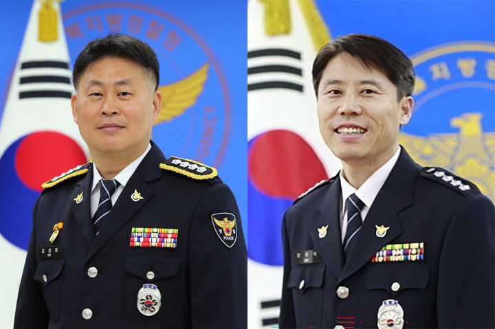 [전주=뉴시스] 김상형(왼쪽) 신임 전북경찰청 공공안전부장과 빈중석 신임 전북청 생활안전부장. (사진=전북경찰청 제공) photo@newsis.com *재판매 및 DB 금지