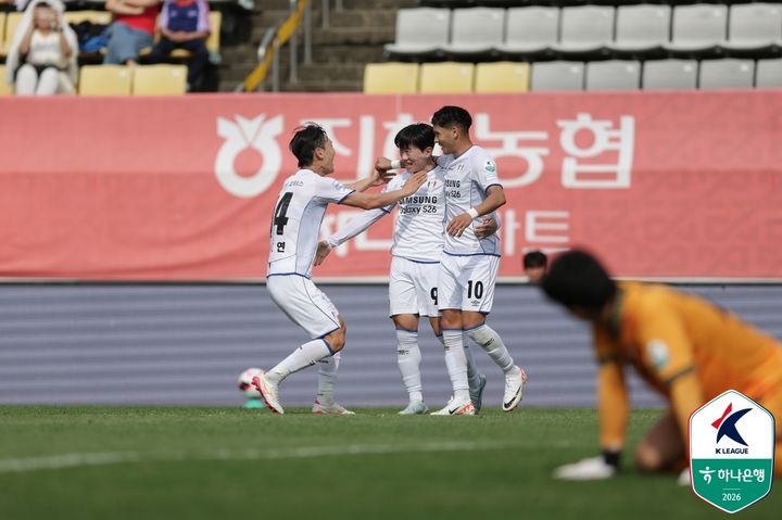 [서울=뉴시스] 프로축구 K리그2 수원삼성의 박지원. (사진=한국프로축구연맹 제공) 2026.04.18. photo@newsis.com *재판매 및 DB 금지