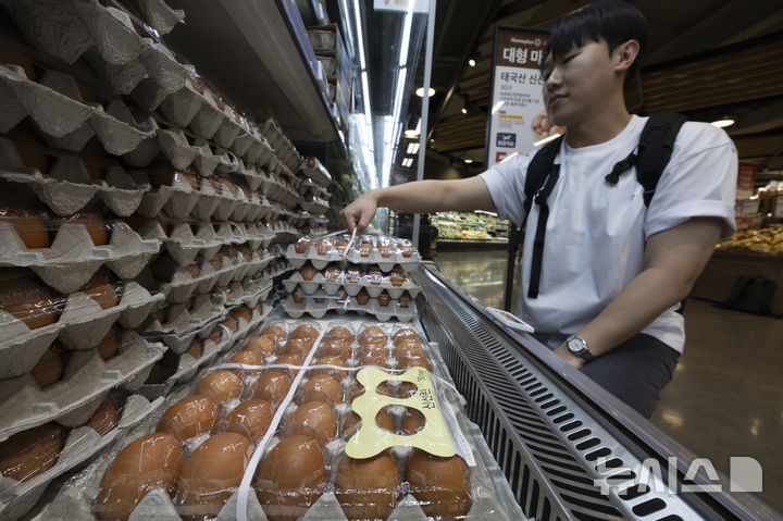 [서울=뉴시스] 김근수 기자 = 정부가 계란 수급 안정을 위해 수입한 태국산 신선란이 19일 서울 강서구 홈플러스 강서점에서 계란이 판매되고 있다. 농림축산식품부는 이달 말까지 들여와 순차적으로 시중에 공급할 예정이라고 밝혔다. 한 판(30구)에 5천890원으로, 국내 계란 평균 소매가보다 약 15% 저렴하다고 밝혔다. 2026.04.19. ks@newsis.com