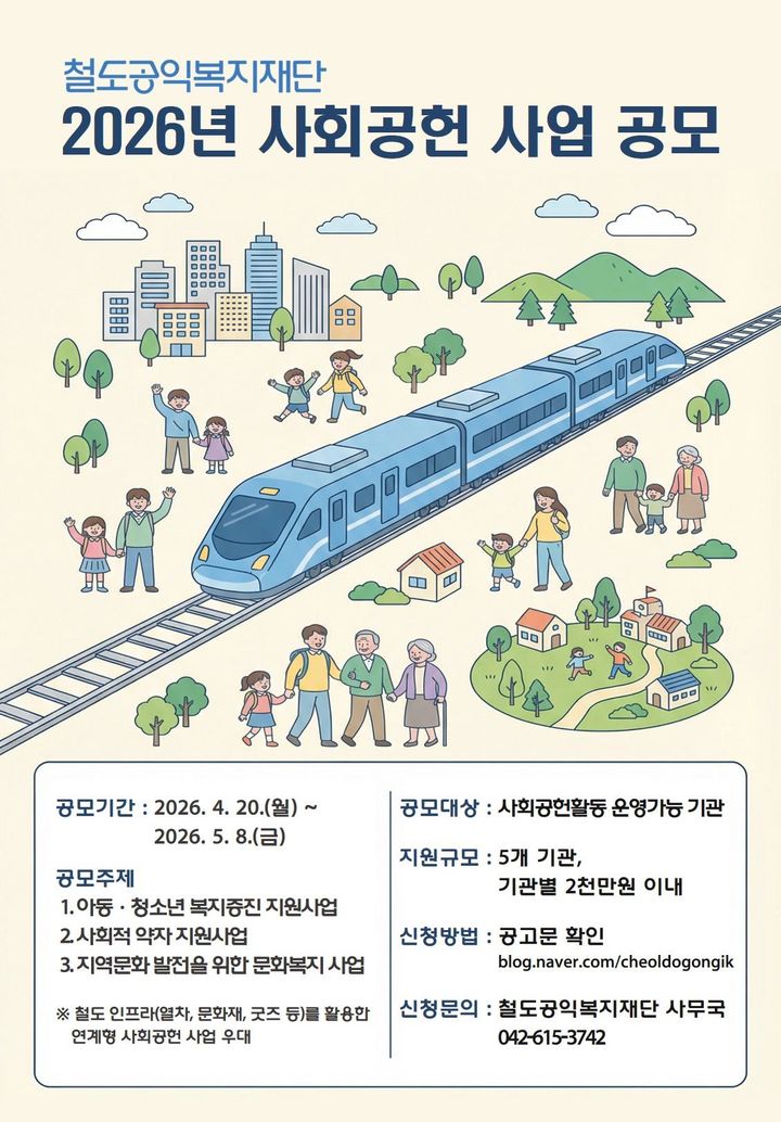 코레일 철도공익복지재단, 사회공헌 사업 공모…1억원 규모