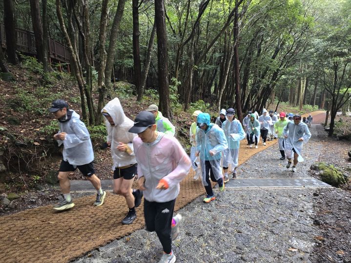 [서귀포=뉴시스] 18일 오전 서귀포 치유의숲에서 서귀포시와 트랜스제주국제트레일러닝대회조직위원회가 공동으로 트레일러닝 입문자를 위한 기초 교육을 진행하고 있다. (사진=서귀포시 제공) 2026.04.20. photo@newsis.com *재판매 및 DB 금지