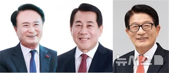 [창원=뉴시스]20일 국민의힘 기초단체장 후보로 확정된 사천시장 박동식(왼쪽부터), 양산시장 나동연, 고성군수 하학열 후보.