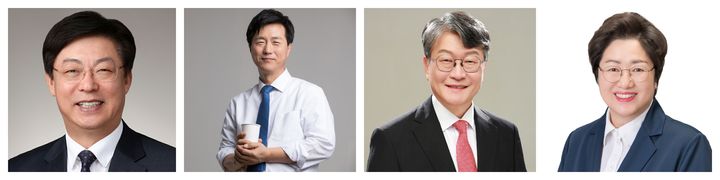 [대전=뉴시스] 왼쪽부터 맹수석, 성광진, 오석진, 정상신 예비후보(가나다 순). (사진=각 후보 캠프 제공) 2026.04.20 *재판매 및 DB 금지