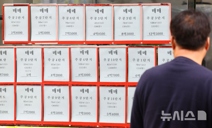 [서울=뉴시스] 서울 노원구의 한 부동산 중개업소에 매매 매물 광고만 게시돼 있다. photo@newsis.com