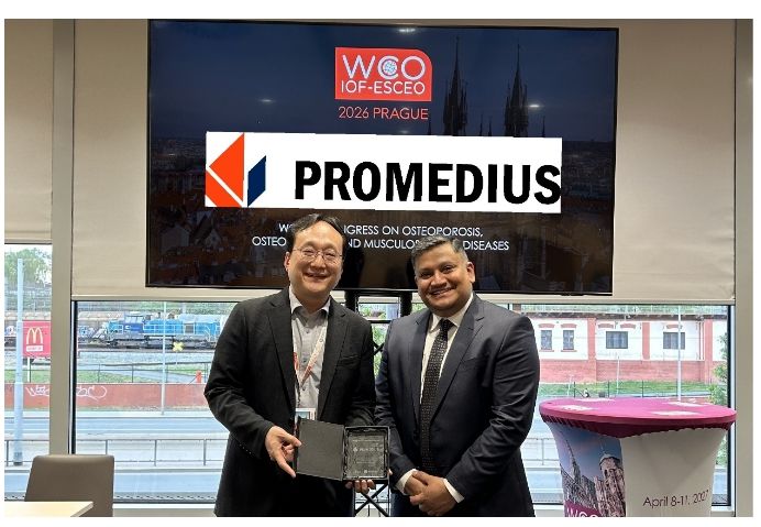 [서울=뉴시스] 노화 및 대사질환 의료 인공지능(AI) 기업 프로메디우스는 지난 16일 세계보건기구(WHO)와 유럽 골다공증 및 골관절염 학회(ESCEO)에서 공동 주관한 'WHO-ESCEO 혁신상(Innovation Prize)'에서 최종 우승을 차지했다고 21일 밝혔다. (사진=프로메디우스 제공) 2026.04.21. photo@newsis.com *재판매 및 DB 금지