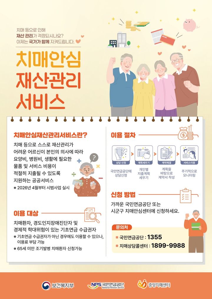 [세종=뉴시스]치매안심재산관리서비스 시범사업 포스터. (사진=보건복지부 제공) 2026.04.21. photo@newsis.com *재판매 및 DB 금지