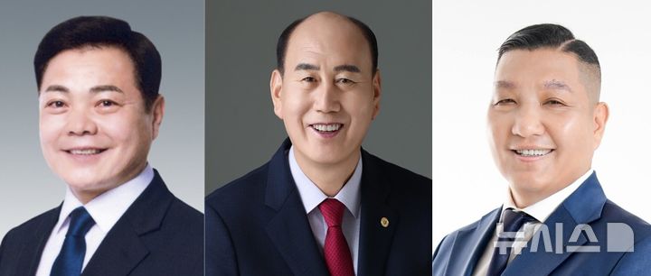 [동두천=뉴시스] 동두천시장 후보. 왼쪽부터 더불어민주당 이인규 전 경기도의원, 국민의힘 박형덕 현 시장, 조국혁신당 유광혁 동두천·양주·연천 지역위원장. photo@newsis.com