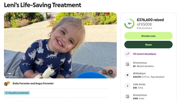 [서울=뉴시스] 임신한 둘째가 첫째와 같은 '소아 치매' 판정을 받자 임신 중단을 선택한 영국 부부의 사연이 전해졌다. (사진=고펀드미 캡처) *재판매 및 DB 금지