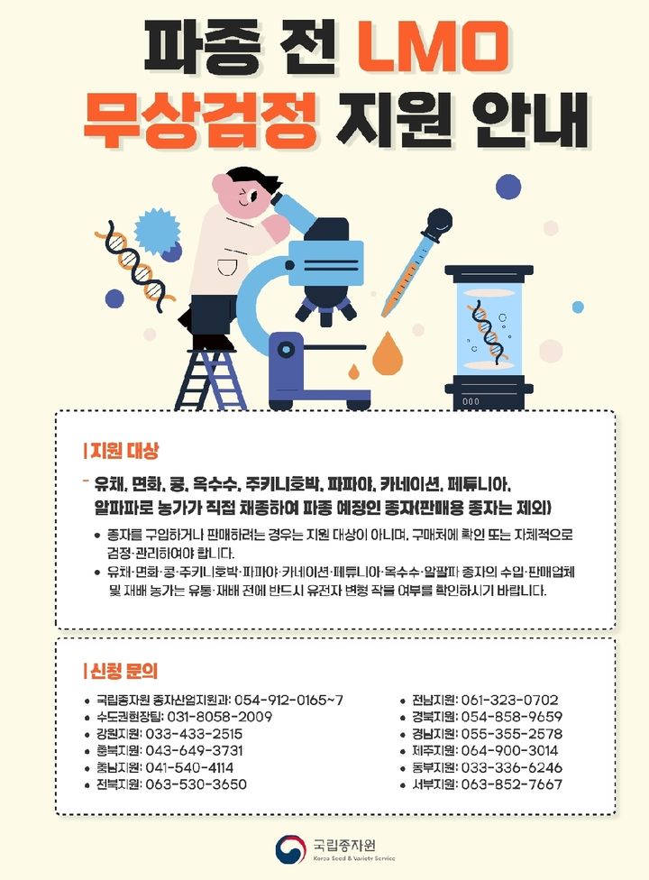 [세종=뉴시스] 국립종자원이 농가에서 자가 채종한 종자의 유전자변형 여부를 파종 전에 확인할 수 있도록 무상검정을 지원한다. (사진 = 종자원 제공) 2026.04.21. *재판매 및 DB 금지