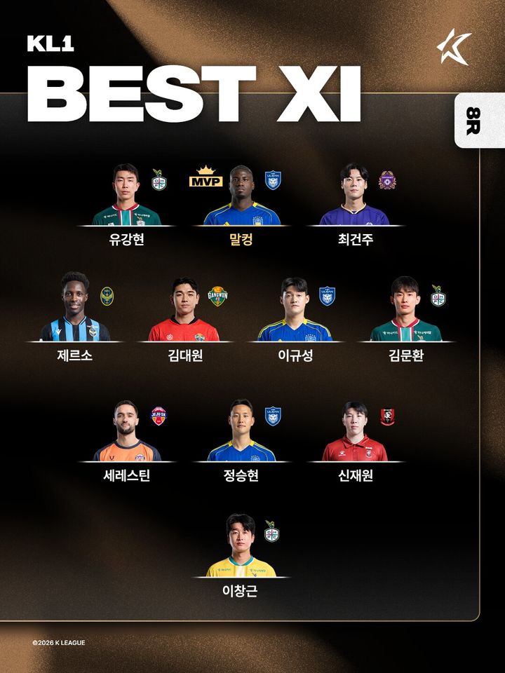 [서울=뉴시스] 하나은행 K리그1 2026시즌 8라운드 베스트 일레븐 이미지. (사진=한국프로축구연맹 제공) 2026.04.21. photo@newsis.com *재판매 및 DB 금지