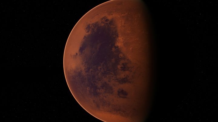 [서울=뉴시스] 화성에서 과거 바다 존재 가능성을 시사하는 '해안 대륙붕' 지형이 포착됐다. (사진=유토이미지)