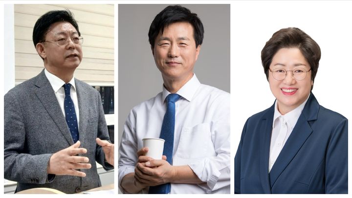 [대전=뉴시스] 진보성향의 6·3대전시교육감 선거 예비후보들. 왼쪽부터 맹수석, 성광진, 정상신 예비후보. (사진=맹수석 후보 캠프 제공) 2206.04.21. photo@newsis.com *재판매 및 DB 금지