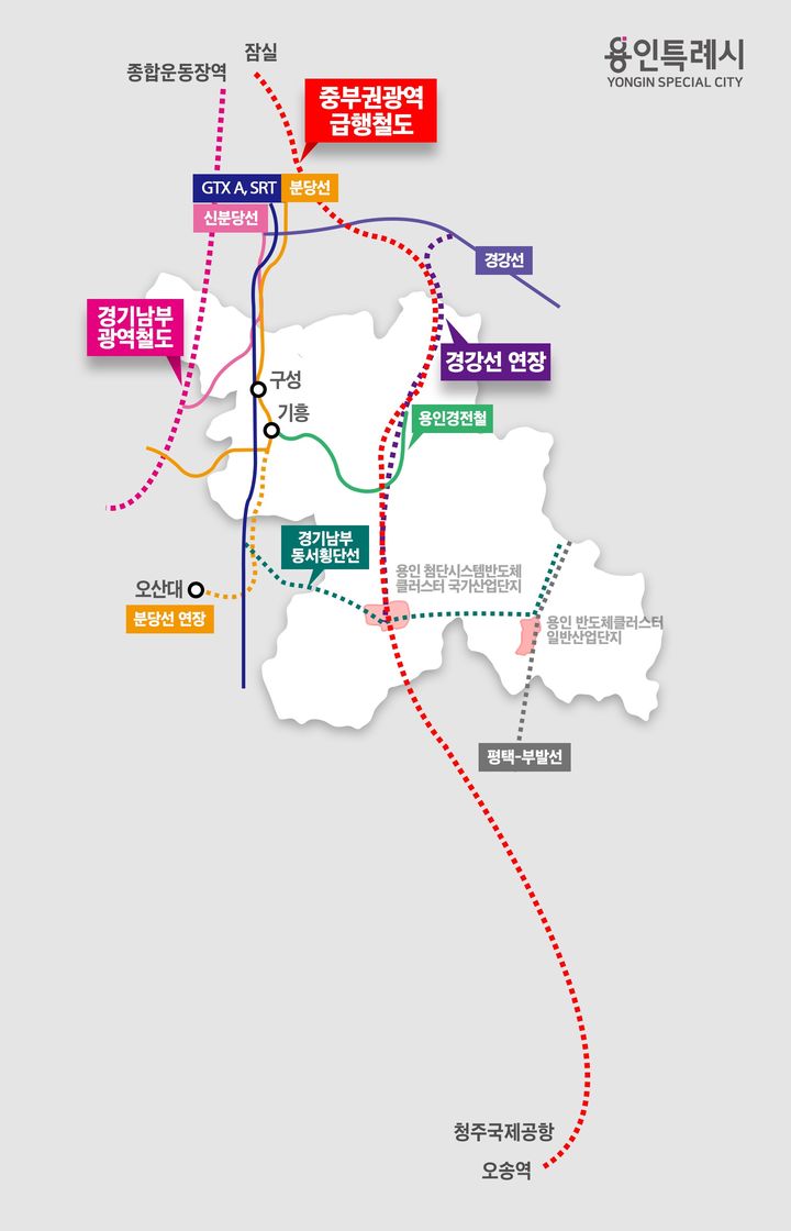 [용인=뉴시스] 용인시에서 추진 중인 철도 노선 계획도(사진=뉴시스 DB) photo@newsis.com *재판매 및 DB 금지