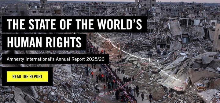 [서울=뉴시스] 국제인권단체 엠네스티 인터내셔널이 20일 발표한 2025/2026 연례 인권보고서.(출처: 엠네스티 인터내셔널 홈페이지) 2026.04.21.&nbsp; *재판매 및 DB 금지
