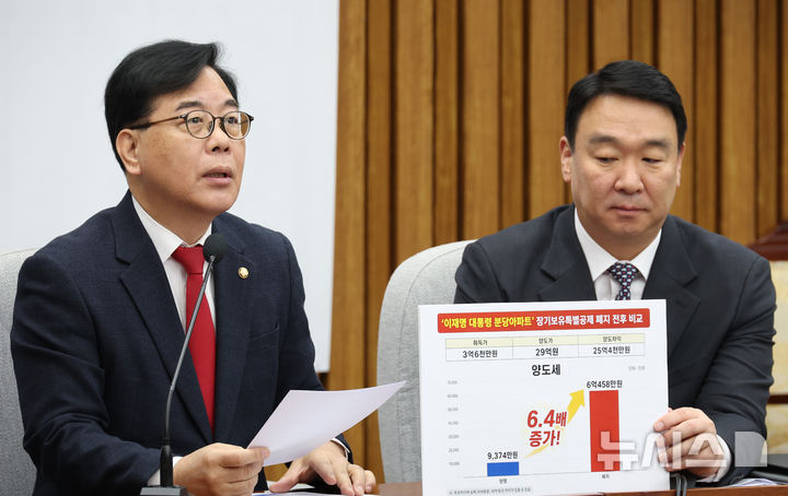 [서울=뉴시스] 조성봉 기자 = 송언석 국민의힘 원내대표가 21일 오전 서울 여의도 국회에서 열린 원내대책회의에서 발언을 하고 있다. 2026.04.21. suncho21@newsis.com