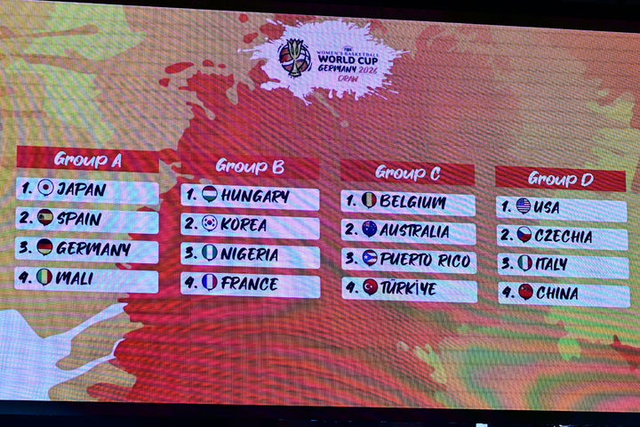 [베를린=AP/뉴시스] 2026 국제농구연맹(FIBA) 여자 월드컵 조 추첨 결과. 2026.04.21.