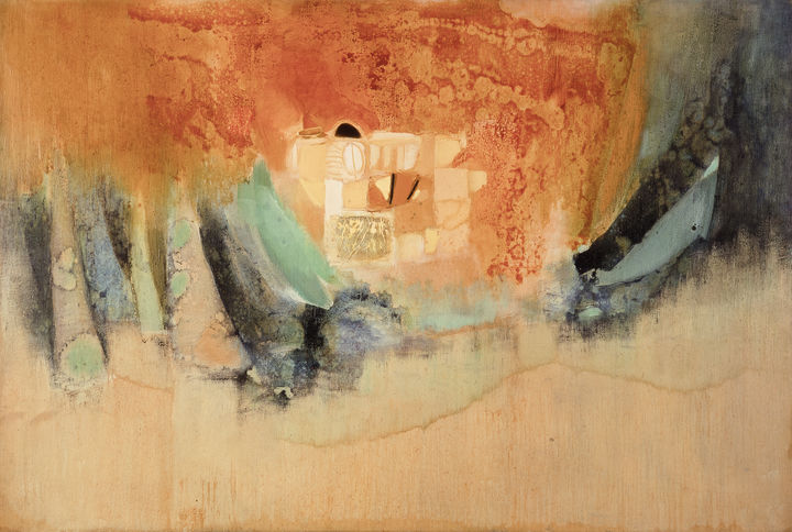 〈정기 (精氣)〉 1969 캔버스에 유화 물감 사포 가죽 131 × 194 cm 국립현대미술관 *재판매 및 DB 금지