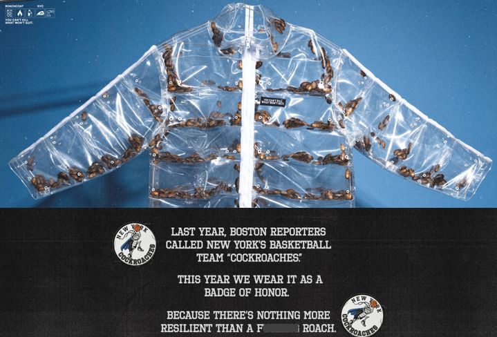 [서울=뉴시스] 해당 제품은 스트리트웨어 브랜드 '언커먼 뉴욕'(Uncommon NY)이 제작한 '로치코트'(Roachcoat)로, 단순한 기행이 아니라 마케팅 프로젝트의 일환으로 알려졌다. (사진=언커먼 뉴욕 캡처) *재판매 및 DB 금지