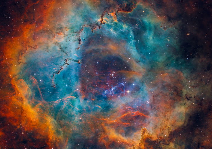 제34회 천체사진공모전에서 대상(우주항공청장상)을 수상한 '장미의 심장, 황금빛 물결의 파동'. 장미 성운의 화려한 전체 모습보다는 그 '내부의 질감과 흐름'에 집중한 작품이다. 성운 중심부에서 갓 태어난 항성들이 내뿜는 강력한 에너지가 주변 가스를 밀어내며 형성하는 영역의 입체적인 물결을 강조했다. (사진=천문연 제공) *재판매 및 DB 금지