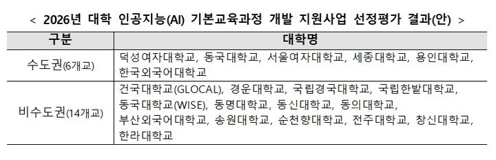 교육부, 올해 'AI 기본교육과정' 개발 대학 20개교 선정