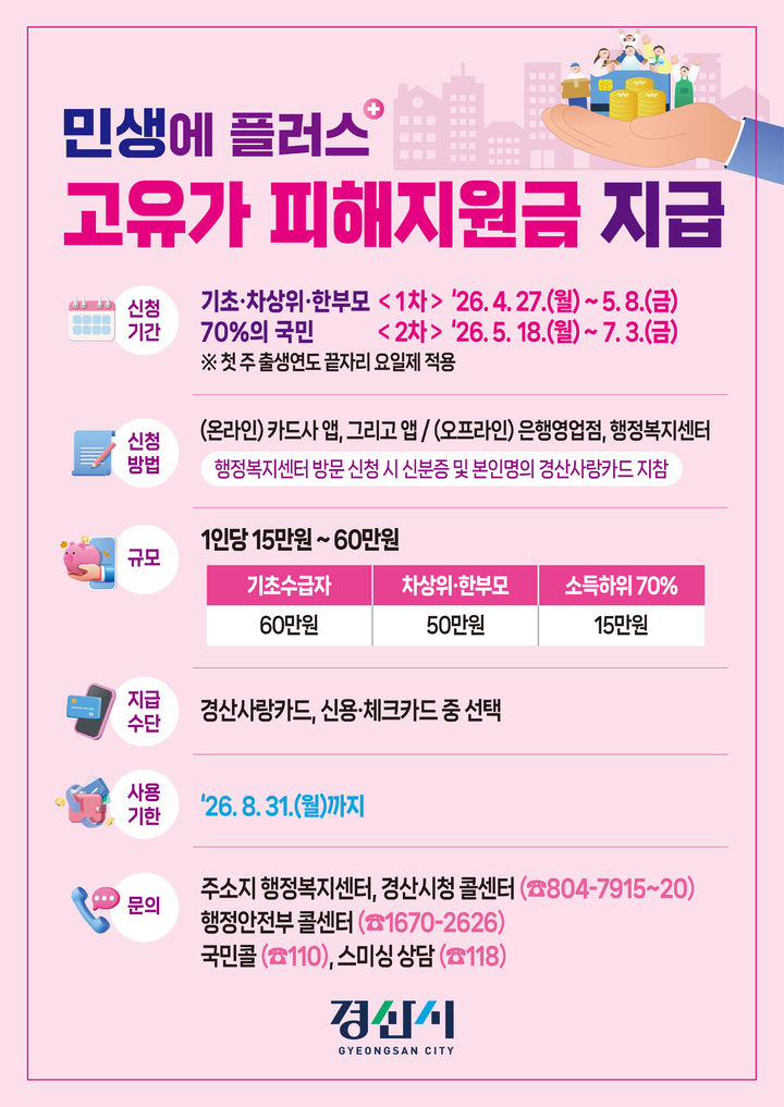 경산시, 고유가 피해지원금 지급 홍보문 (사진=경산시 제공) *재판매 및 DB 금지