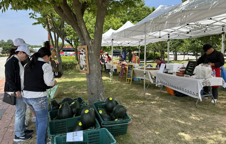 [고창=뉴시스] 고창 고인돌박물관 앞 '오베이골 마을 장터'. *재판매 및 DB 금지